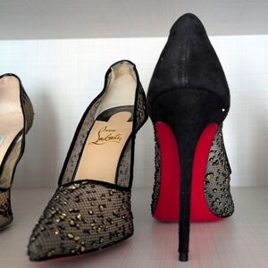 Christian Louboutin Black and Gold Women's Heels 100 mm